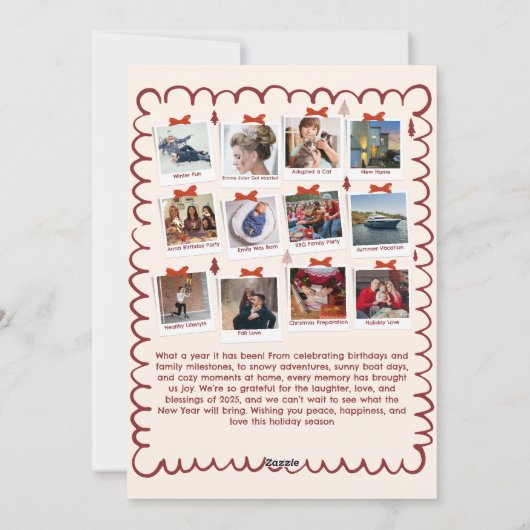 Grappig wat een jaar Multi Photo Christmas Red Feestdagenkaart (Achterkant)