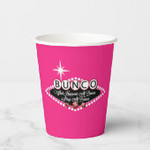 Grappig wat er bij Bunco gebeurt, blijft bij Bunco Papieren Bekers (Achterkant)