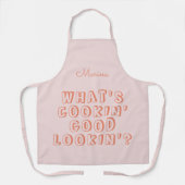 Grappig wat er goed te eten is... roze. schort (Voorkant)