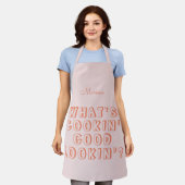 Grappig wat er goed te eten is... roze. schort (Gedragen)