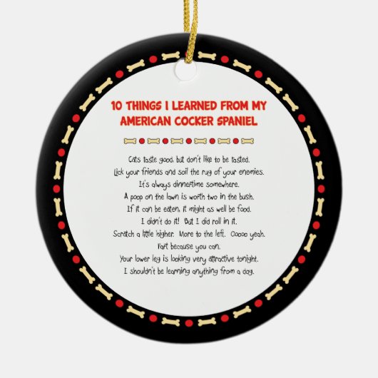Grappig wat geleerd is van Amerikaans Cocker Spani Keramisch Ornament (Voorkant)