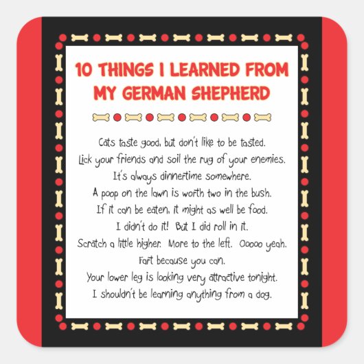 Grappig wat ik geleerd heb van mijn Duitse herder Vierkante Sticker (Voorkant)