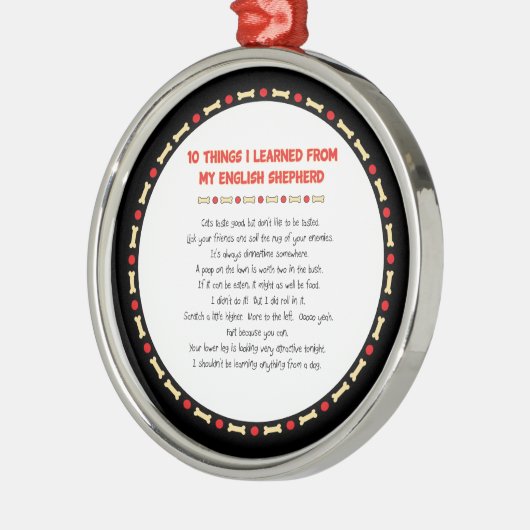 Grappig wat ik geleerd heb van mijn Engelse Shephe Metalen Ornament (Links)