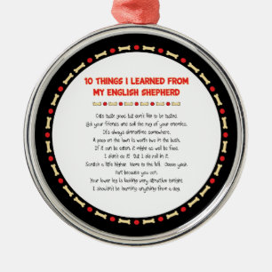 Grappig wat ik geleerd heb van mijn Engelse Shephe Metalen Ornament