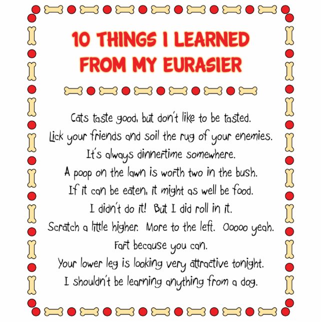 Grappig wat ik geleerd heb van mijn Eurasier Staand Fotobeeldje (Voorkant)