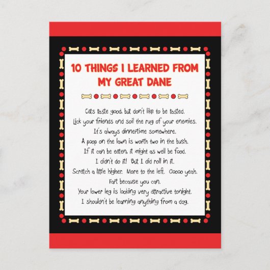 Grappig wat ik geleerd heb van mijn grote deen briefkaart (Voorkant)