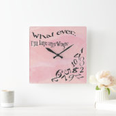 Grappig wat ik ook ben Late Coral Pink Waterverf Vierkante Klok (Huis)