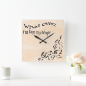 Grappig wat ik ook ben... late perzikWaterverf Vierkante Klok (Huis)