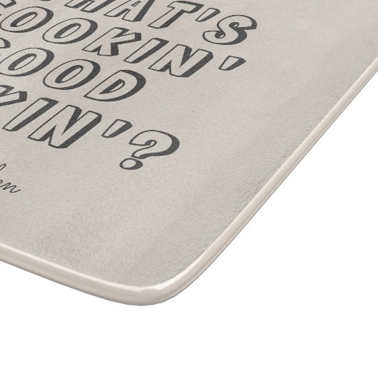 Grappig wat kookt er goed uit snijplank (Hoek)