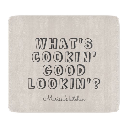 Grappig wat kookt er goed uit snijplank (Voorkant)