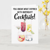 Grappig wat rijmt met verjaardag, cocktails kaart (Gele Bloem)