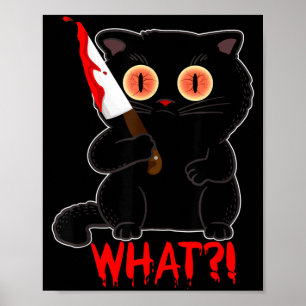 Grappig Wat_ Y Zwarte Halloween Kat Steekt Kittens Poster