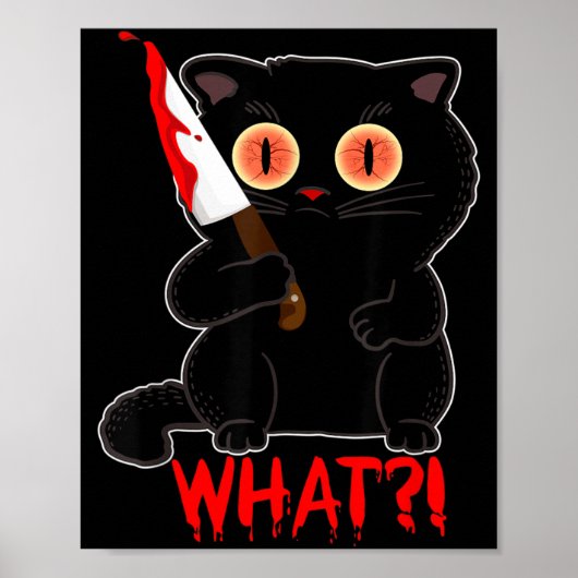 Grappig Wat_ Y Zwarte Halloween Kat Steekt Kittens Poster (Voorkant)
