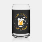 Grappig water bierwoord kunst drink blikvorm glas (Voorkant)