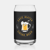 Grappig water bierwoord kunst drink blikvorm glas (Achterkant)
