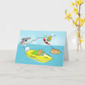 Grappig waterskiën gelukkige verjaardag broeder ka kaart (Gele Bloem)