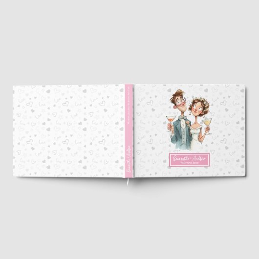 Grappig Waterverf bruiloft gastenboek eigenzinnig (Volledig)