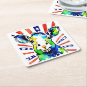 Grappig waterverf kleurrijk schaap kartonnen onderzetters (Schuin)