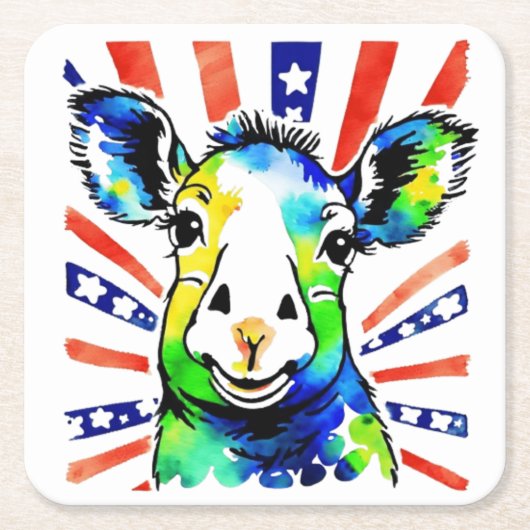 Grappig waterverf kleurrijk schaap kartonnen onderzetters (Voorkant)