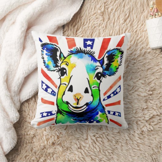 Grappig waterverf kleurrijk schaap kussen (Deken)