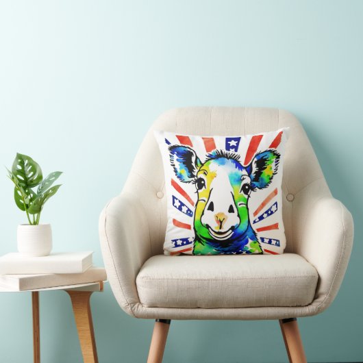 Grappig waterverf kleurrijk schaap kussen (Stoel)