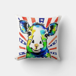 Grappig waterverf kleurrijk schaap kussen