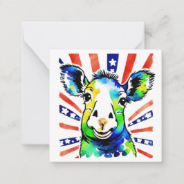 Grappig waterverf kleurrijk schaap notitiekaartje