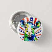 Grappig waterverf kleurrijk schaap ronde button 3,2 cm (Voorkant /achterkant)