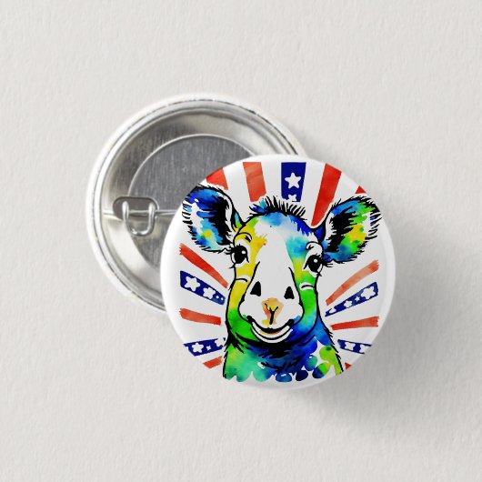 Grappig waterverf kleurrijk schaap ronde button 3,2 cm (Voorkant /achterkant)