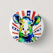 Grappig waterverf kleurrijk schaap ronde button 3,2 cm (Voorkant)