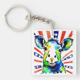 Grappig waterverf kleurrijk schaap sleutelhanger