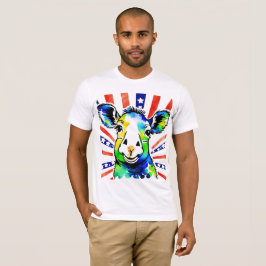Grappig waterverf kleurrijk schaap t-shirt