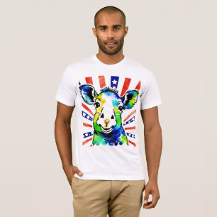 Grappig waterverf kleurrijk schaap t-shirt
