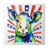 Grappig waterverf kleurrijk schaap tegeltje (Voorkant)