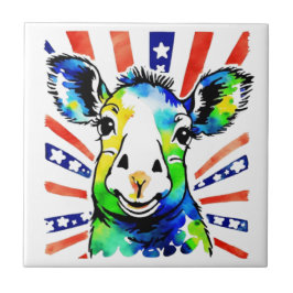 Grappig waterverf kleurrijk schaap tegeltje