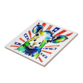 Grappig waterverf kleurrijk schaap tegeltje (Zijkant)