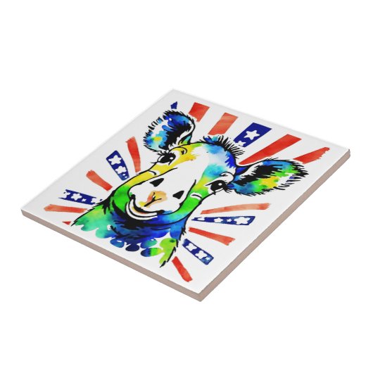 Grappig waterverf kleurrijk schaap tegeltje (Zijkant)