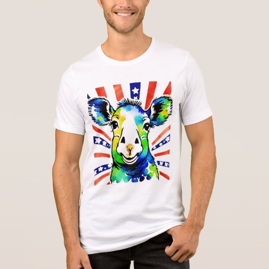 Grappig waterverf kleurrijk schaap Tri-Blend shirt (Voorkant)
