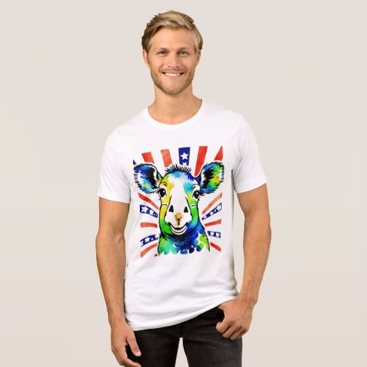 Grappig waterverf kleurrijk schaap Tri-Blend shirt (Voorkant volledig)