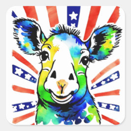 Grappig waterverf kleurrijk schaap vierkante sticker