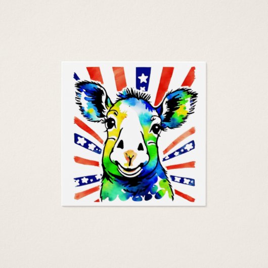 Grappig waterverf kleurrijk schaap vierkante visitekaartjes (Voorkant)