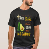 Grappig Waterverf meisje loopt op Jezus en Avocado T-shirt (Voorkant)