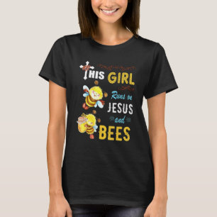 Grappig Waterverf meisje loopt op Jezus en bijen T-shirt