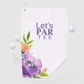 Grappig Waterverf Paarse Bloemen Script Monogram Golfhanddoek (Insitu)