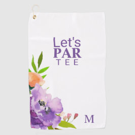 Grappig Waterverf Paarse Bloemen Script Monogram Golfhanddoek