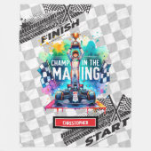 Grappig Waterverf Racing Sport Auto Verjaardagscad Fleece Deken (Voorkant)