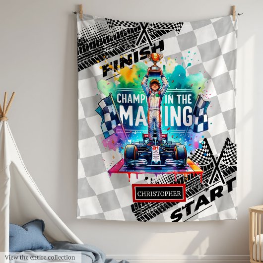 Grappig Waterverf Racing Sport Auto Verjaardagscad Fleece Deken