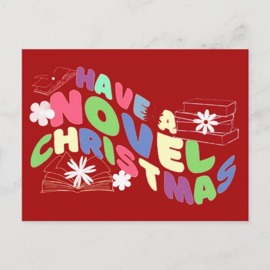 Grappig Wavy-teksten lezen voor Bookish op Kerstmi Briefkaart (Voorkant)