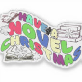 Grappig Wavy-teksten lezen voor Bookish op Kerstmi Sticker (Voorkant)