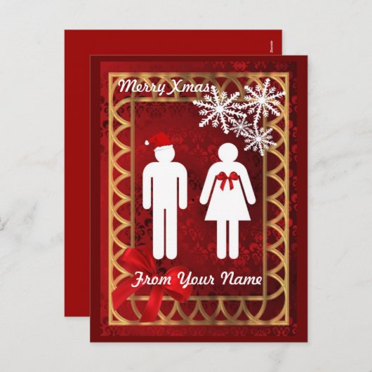 Grappig wc-bord kerstman feestdagenkaart (Voorkant / Achterkant)